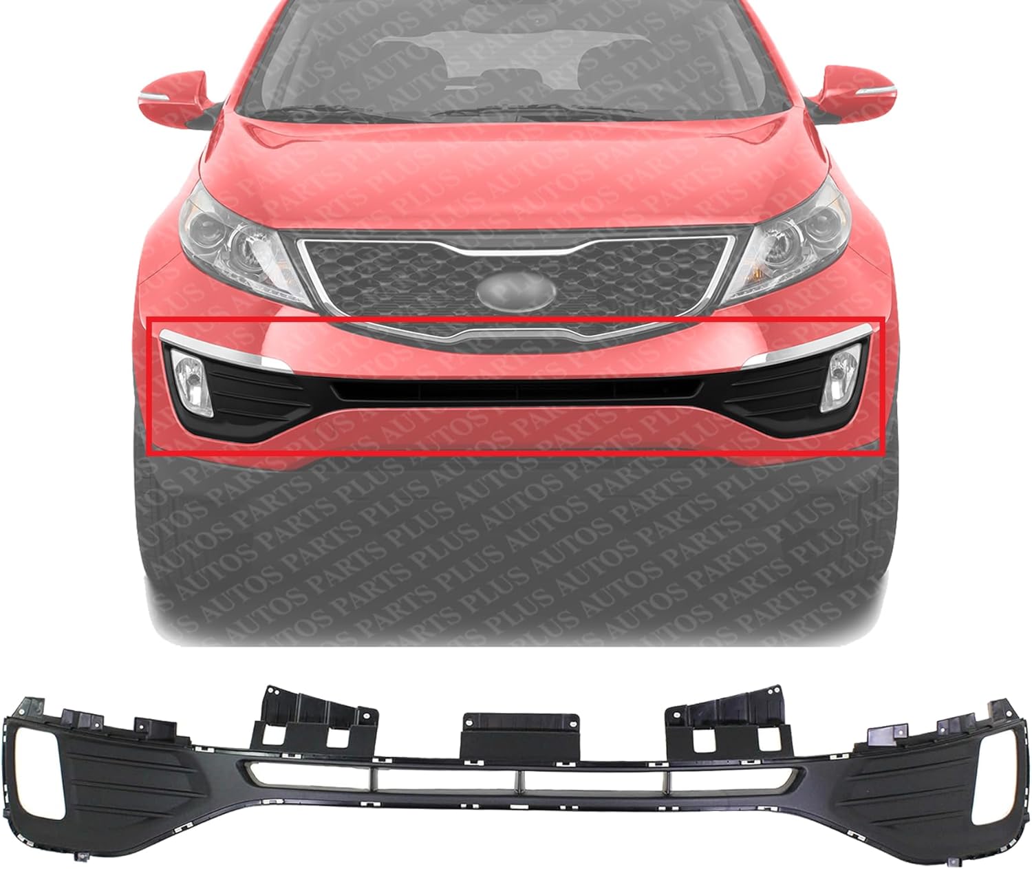 Front Bumper Grille Textured Gray Plastic Direct Replacement Compatible With 2011-2013 Kia Sportage KI1036112 865613W000