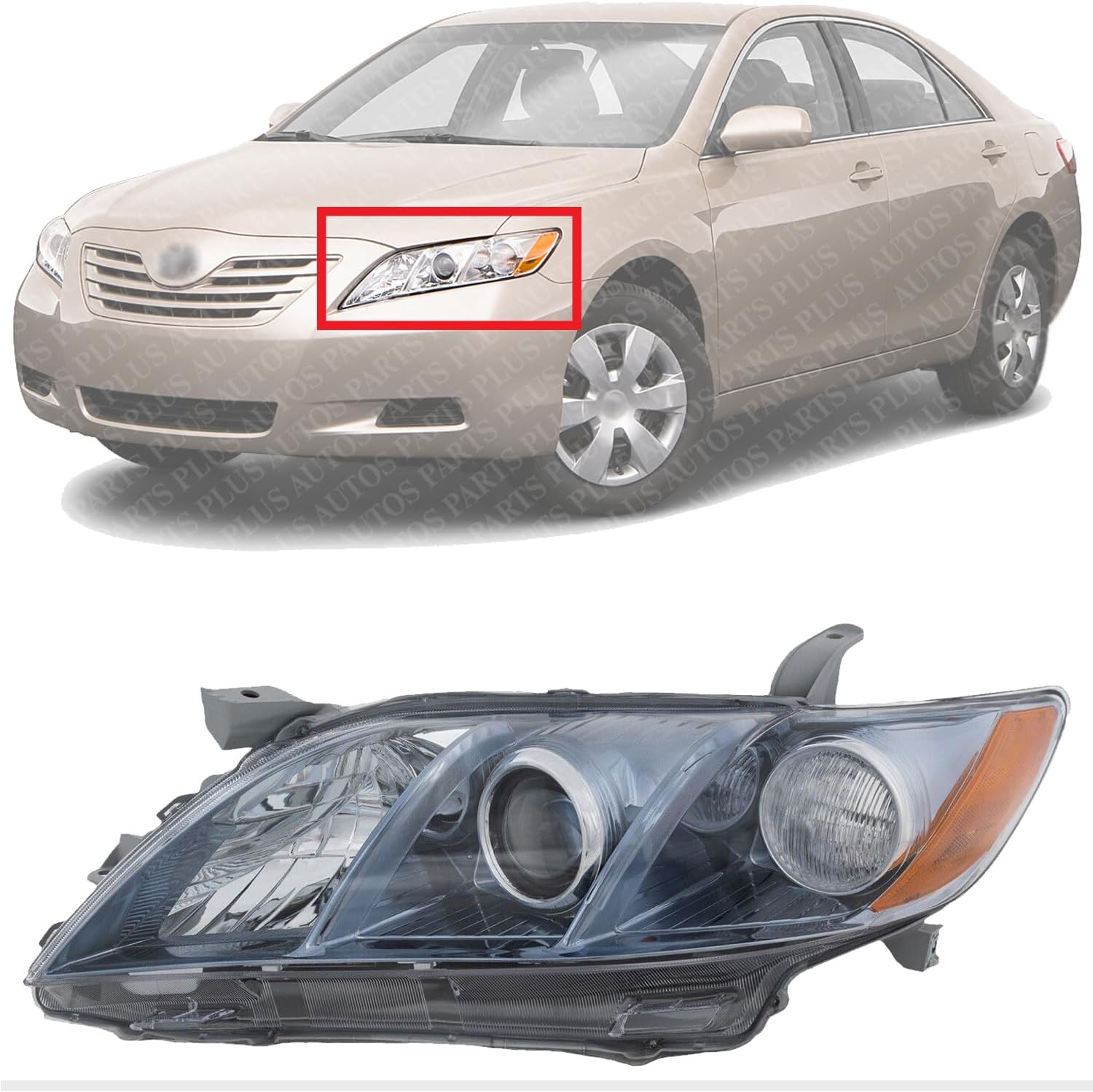 Front Head Light Assembly Left Driver Side Direct Replacement Compatible With 2007-2009 Toyota Camry TO2502200 8115006C10