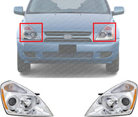 Set Of 2 Front Head Light Assembly Plastic Left Driver & Right Passenger Side Direct Replacement Compatible With 2006 Kia Sedona KI2502120 KI2503120 921014D010 921024D010