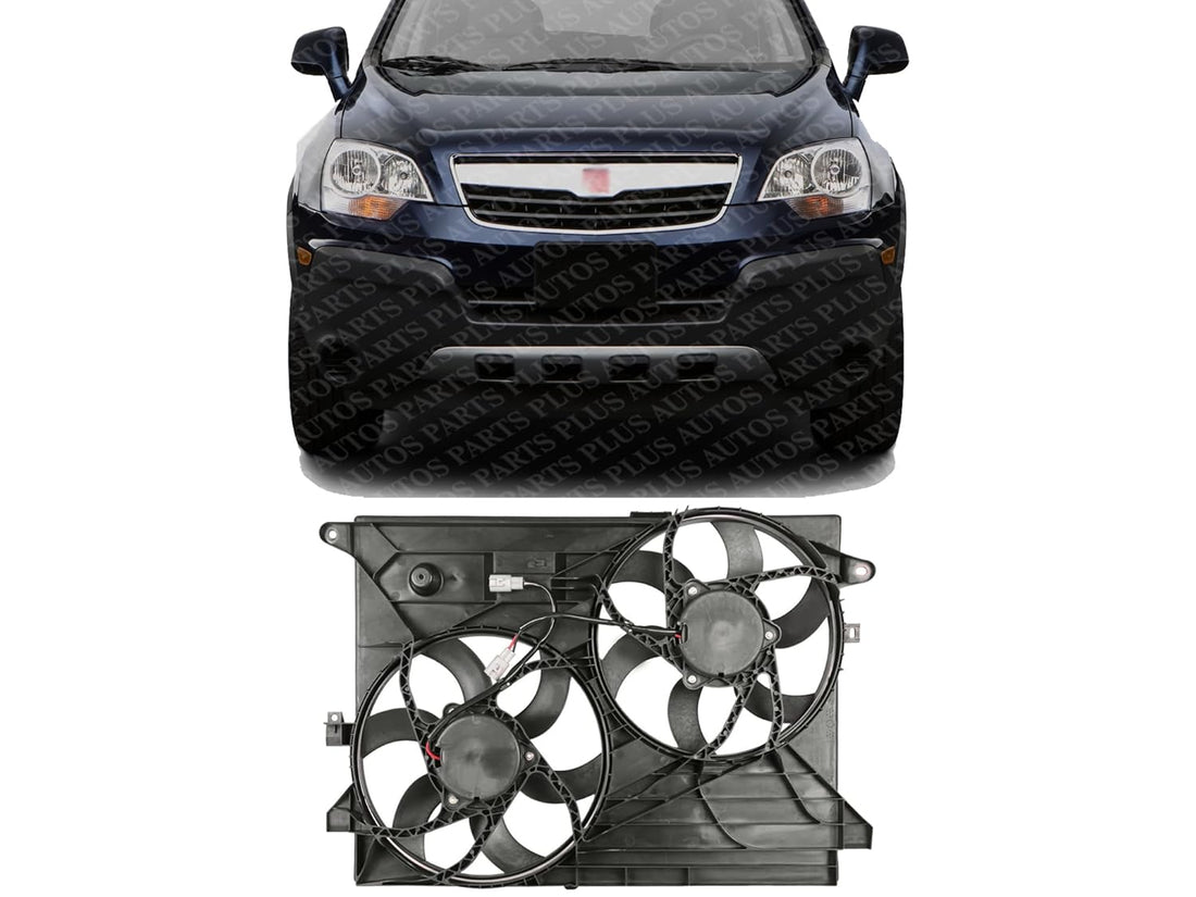 Front Radiator Cooling Dual Fan Plastic Direct Replacement Compatible with 2008-2010 Saturn Vue / 2012 Chevrolet Captiva Sport GM3115218 89019135-PFM,89019138,89019134