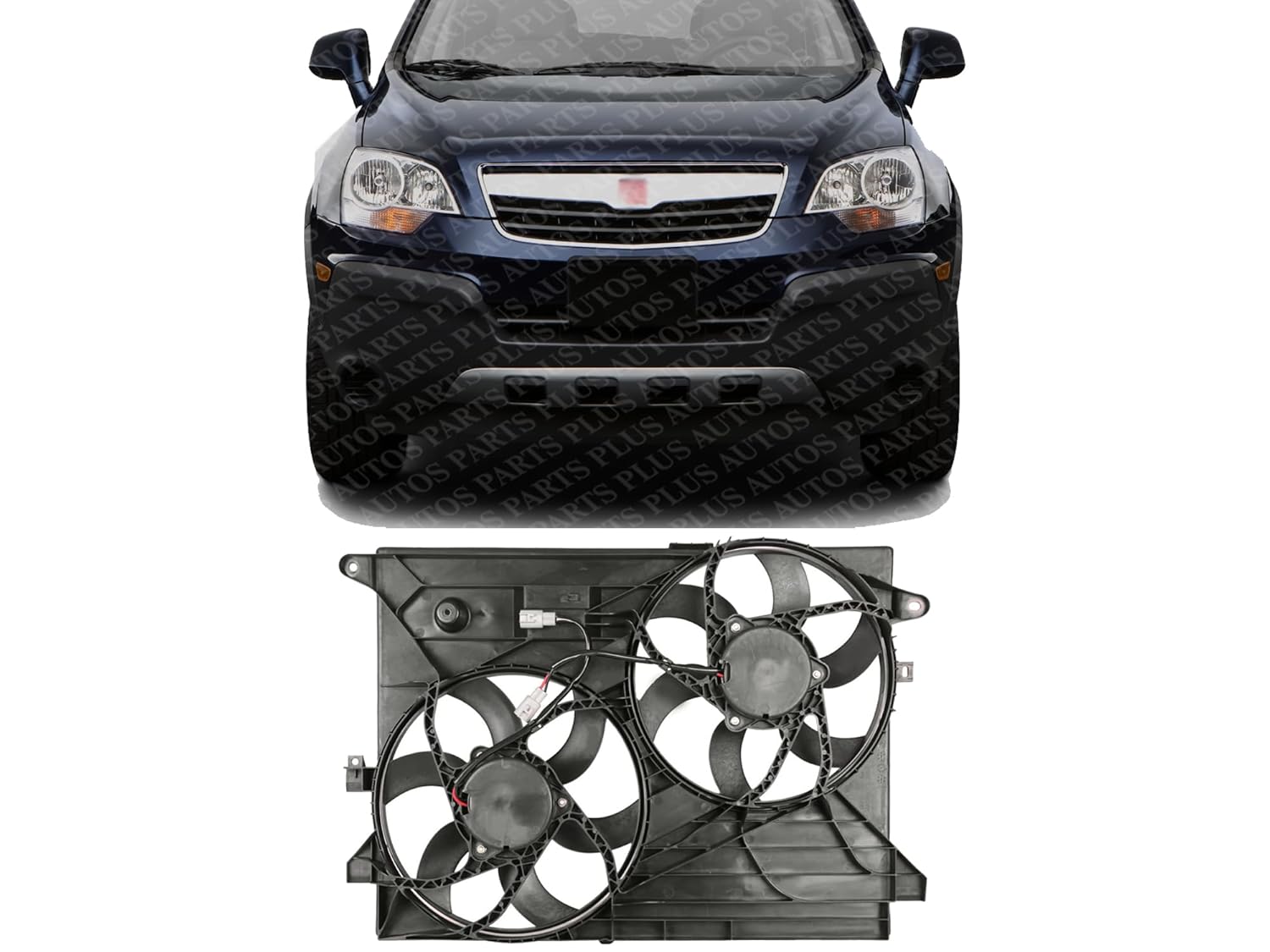 Front Radiator Cooling Dual Fan Plastic Direct Replacement Compatible with 2008-2010 Saturn Vue / 2012 Chevrolet Captiva Sport GM3115218 89019135-PFM,89019138,89019134