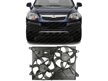 Front Radiator Cooling Dual Fan Plastic Direct Replacement Compatible with 2008-2010 Saturn Vue / 2012 Chevrolet Captiva Sport GM3115218 89019135-PFM,89019138,89019134