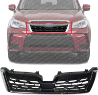 Front Grille Textured Shell And Insert With Chrome Molding Direct Replacement Compatible With 2017-2018 Subaru Forester SU1200169 91121SG280