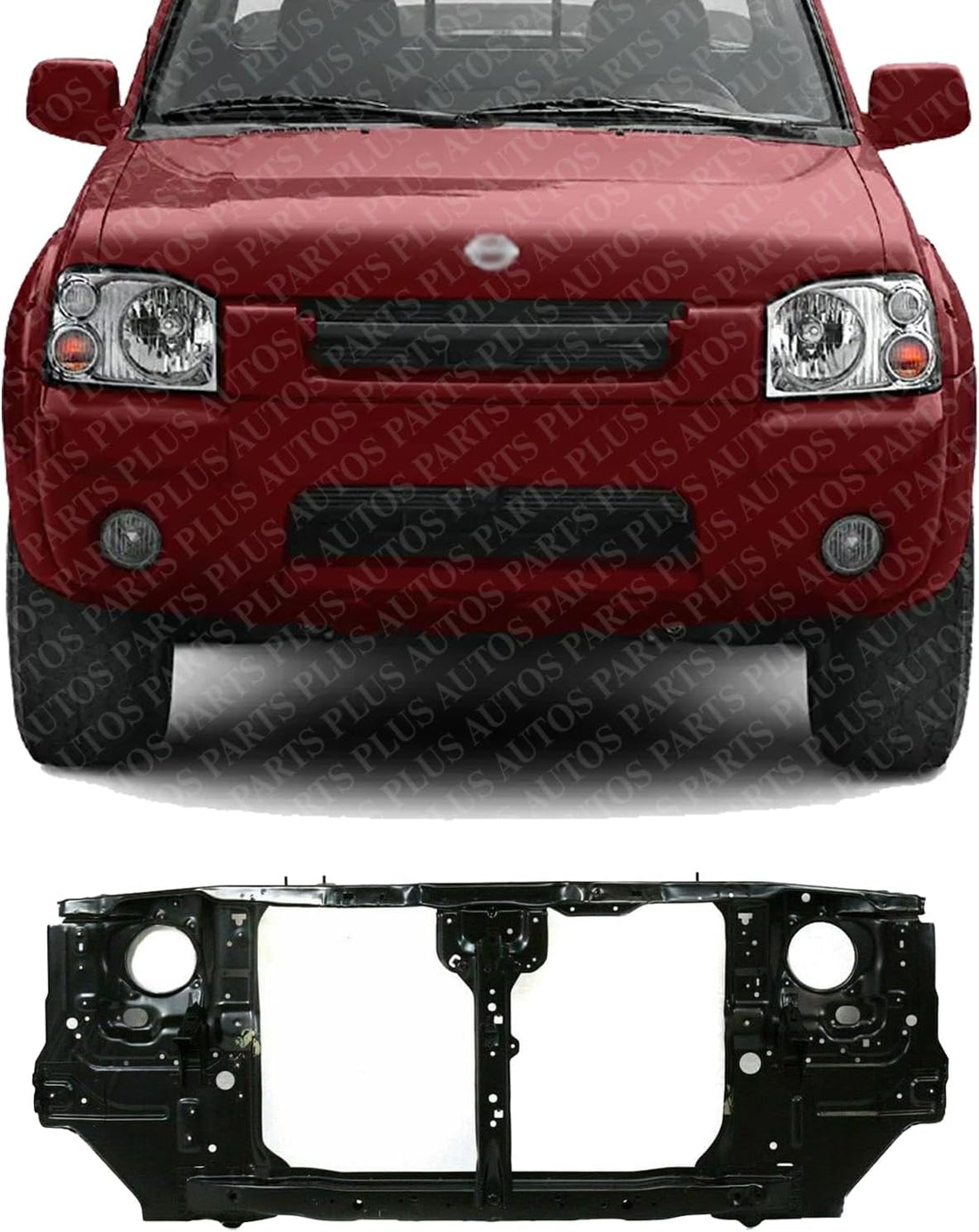 Front Radiator Support Assembly Black Steel Direct Replacement Compatible With 2001-2002 Nissan Frontier NI1225150 625009Z430