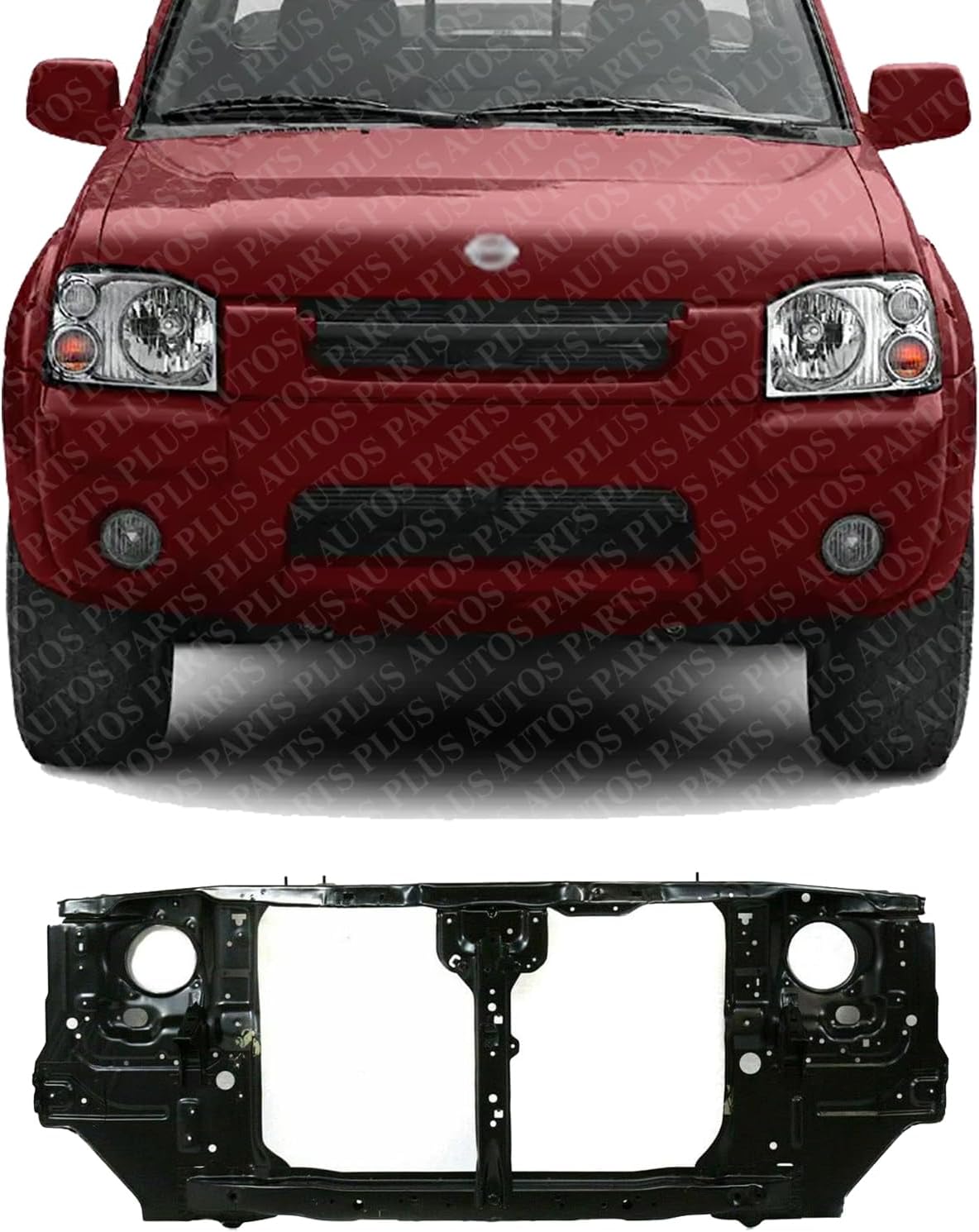Front Radiator Support Assembly Black Steel Direct Replacement Compatible With 2001-2002 Nissan Frontier NI1225150 625009Z430