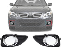 Set Of 2 Front Fog Light Molding Primed Plastic Left Driver & Right Passenger Side Direct Replacement Compatible With 2010-2011 Toyota Camry TO1038131 TO1039131 5203006050 5204006050