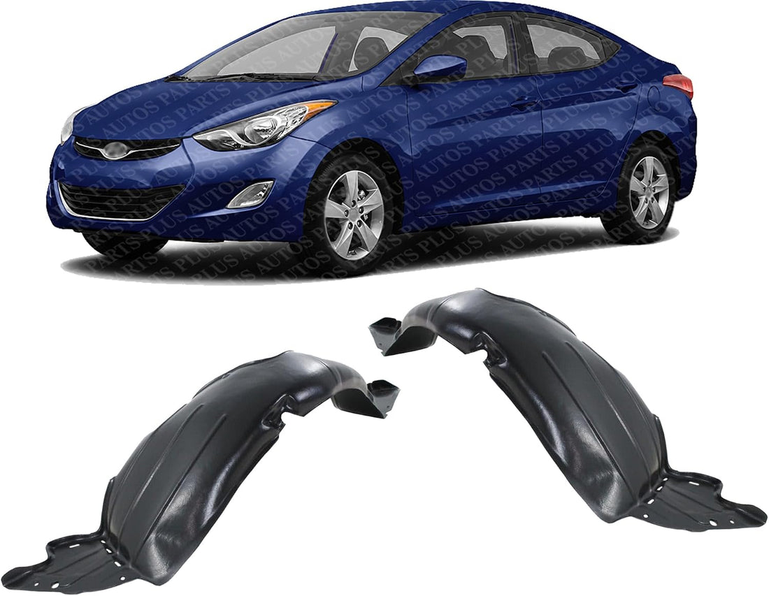 Set of 2 Front Fender Liner Right Passenger & Left Driver Side Direct Replacement Compatible with 2011-2013 Hyundai Elantra HY1249126 HY1248126 868123X000 868113X000