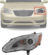 Front Headlight Assembly Left Driver Side Direct Replacement Compatible With 2011-2014 Chrysler 200 5182591AE-PFM 5182591AC-PFM
