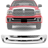 Front Bumper Face Bar Chrome Steel Direct Replacement Compatible With 2002-2009 Dodge Ram 1500/2003-2009 2500 3500 CH1002383 55077946AB