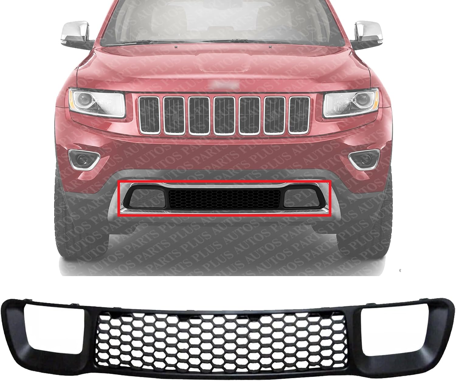 Front Bumper Lower Grille Direct Replacement Compatible With 2014-2016 Jeep Grand Cherokee CH1036128 68141936AD