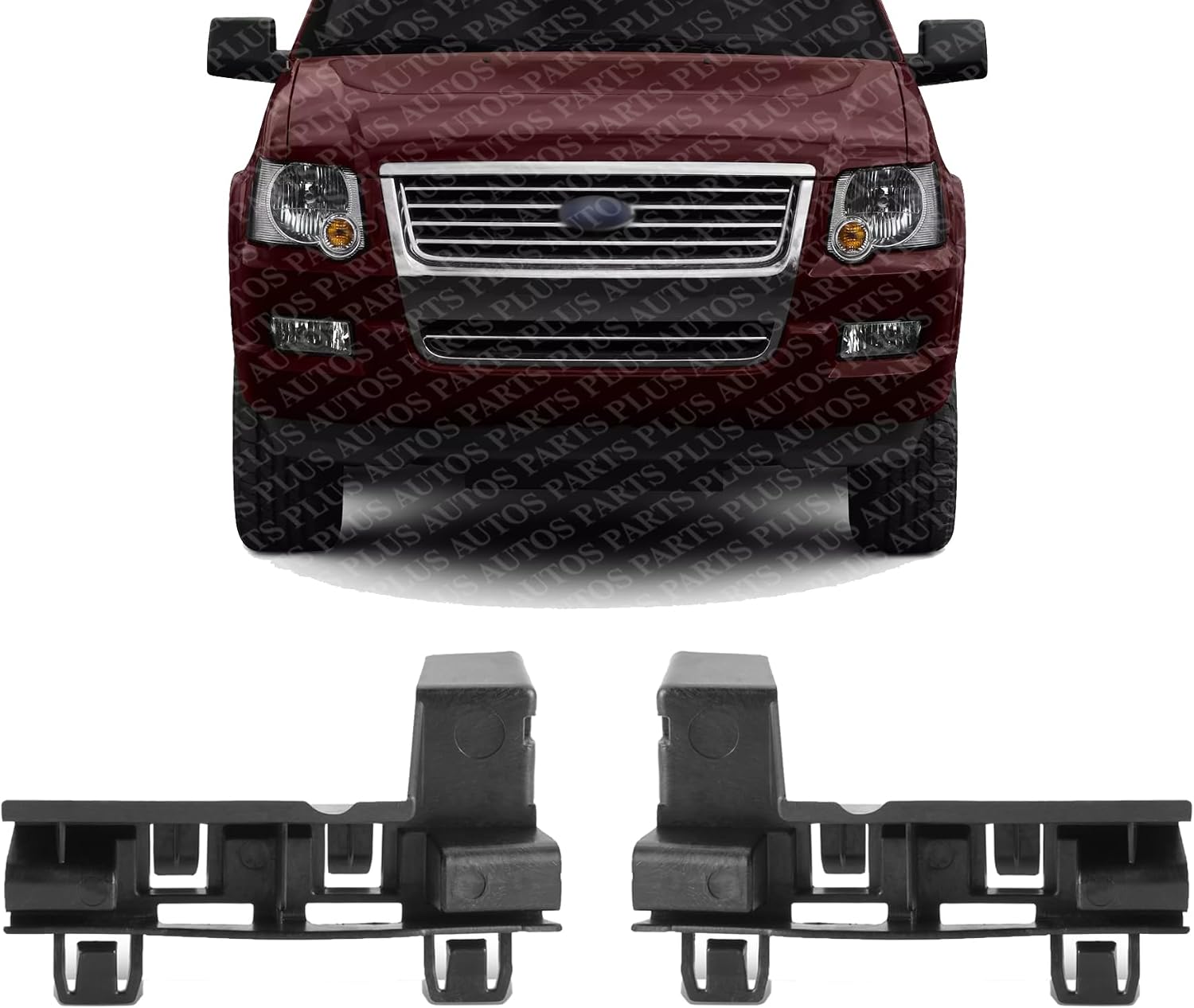 Set Of 2 Front Bumper Side-Reinforcement Bracket Plastic Right Passenger & Left Driver Side Direct Replacement Compatible With 2006-2010 Ford Explorer FO1066170 FO1067170 6L2Z17E814AB