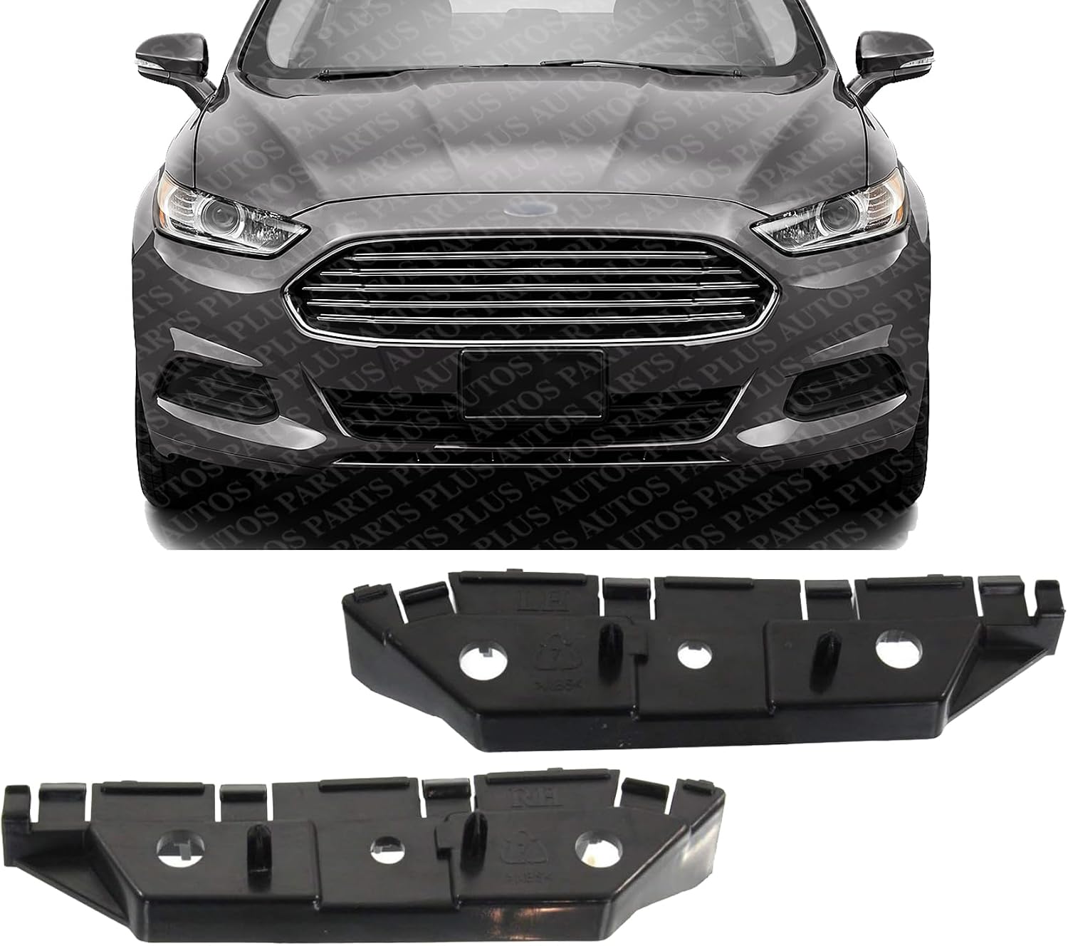 Set Of 2 Front Bumper Bracket Plastic Left Driver & Right Passenger Side Direct Replacement Compatible With 2013-2016 Ford Fusion FO1033103 FO1032103 DS7Z17C947A DS7Z17C947B