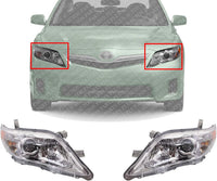 Set OF 2 Front Head Light Chrome Interior Left Driver & Right Passenger Side Direct Replacement Compatible With 2010-2011 Toyota Camry TO2503195 TO2502195 TO2503191 TO2502191