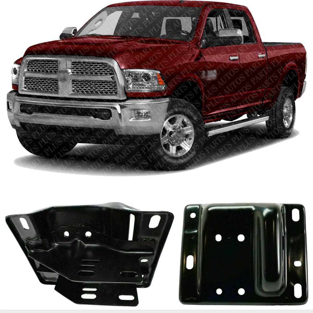 AUTOS PARTS PLUS Front Bumper Brackets Steel Right Passenger & Left Driver Side Direct Replacement Compatible With 2003-2018 Dodge Ram 2500 3500 CH1067135 CH1043107 CH1066135 CH1042107 55077314AH