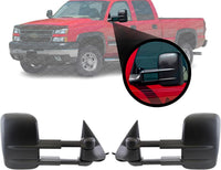 Set Of 2 Front Power Towing Mirror Manual Folding Heated Textured Left Driver & Right Passenger Side Direct Replacement Compatible With 2003-2006 Chevrolet Silverado/GMC Sierra