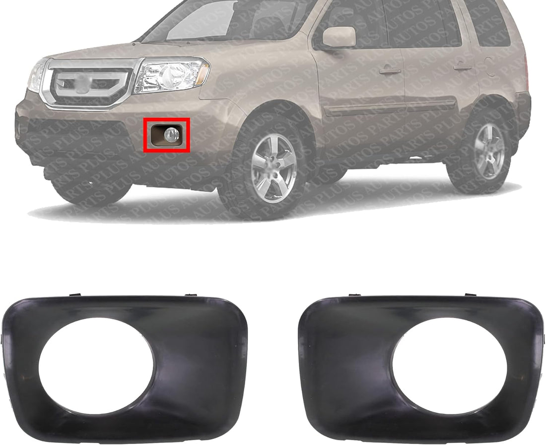 Set Of 2 Front Fog Light Molding Primed Left Driver & Right Passenger Side Direct Replacement Compatible With 2009-2011 Honda Pilot HO1038101 HO1039101 71102SZAA00ZZ 71107SZAA00ZZ