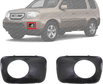 Set Of 2 Front Fog Light Molding Primed Left Driver & Right Passenger Side Direct Replacement Compatible With 2009-2011 Honda Pilot HO1038101 HO1039101 71102SZAA00ZZ 71107SZAA00ZZ