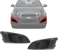 Set Of 2 Front Fog Lights Cover Plastic Left Driver & Right Passenger Side Direct Replacement Compatible With 2012-2016 Chevrolet Sonic GM1039134 GM1038134 96694774 96694768