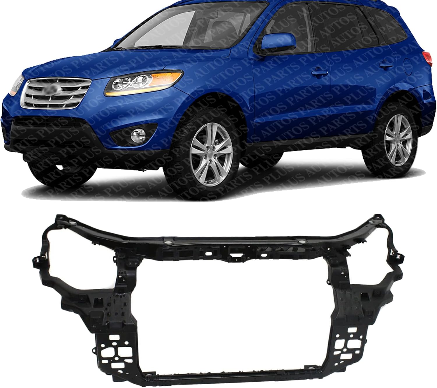 Front Radiator Support Assembly Plastic With Steel Direct Replacement Compatible With 2010-2012 Hyundai Santa Fe HY1225168 641010W500
