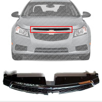 Front Upper Grille Chrome Shell/Painted Black Insert Direct Replacement Compatible With 2011-2014 Chevrolet Cruze GM1200623 96981100