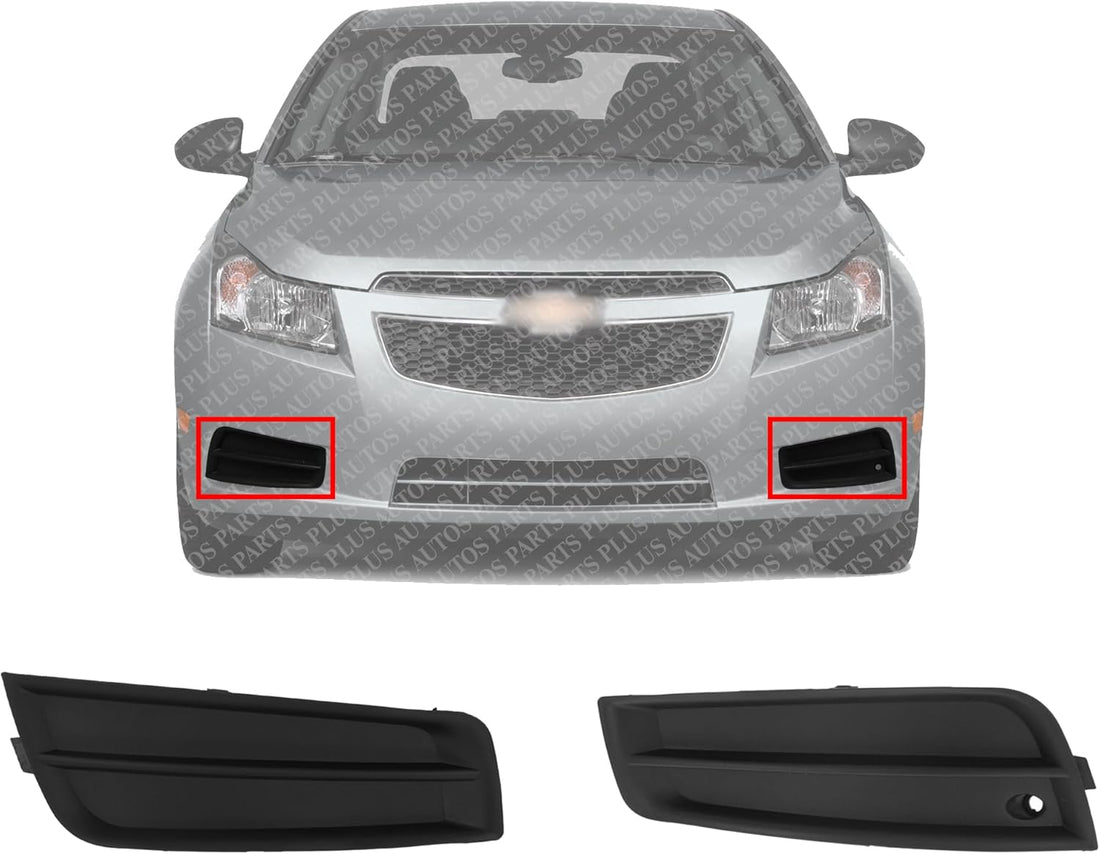Set Of 2 Front Fog Light Covers Primed Left Driver & Right Passenger Side Direct Replacement Compatible With 2011-2014 Chevrolet Cruze GM1039130 GM1038130 94831150 94831149