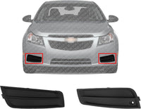 Set Of 2 Front Fog Light Covers Primed Left Driver & Right Passenger Side Direct Replacement Compatible With 2011-2014 Chevrolet Cruze GM1039130 GM1038130 94831150 94831149