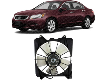 Front Radiator Cooling Fan Assembly Plastic Direct Replacement Compatible with 2008-2012 Honda Accord HO3115142 19030R40A01-PFM