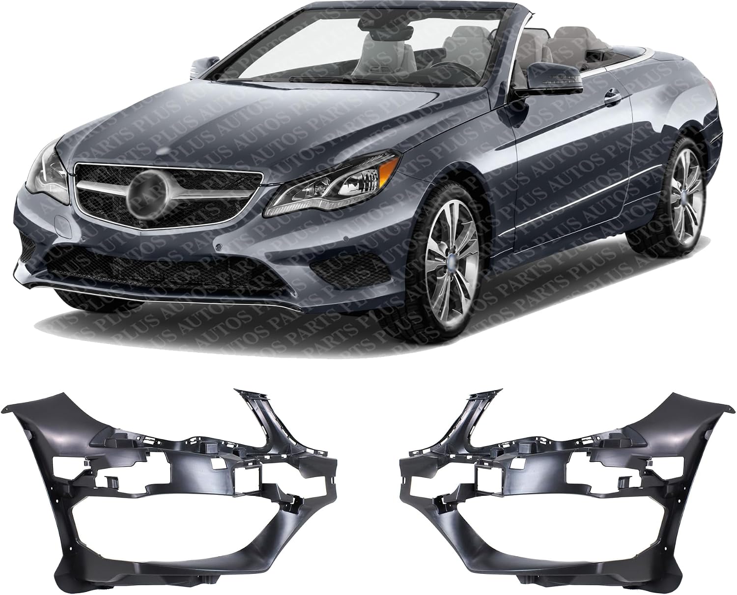 Set of 2 Front Bumper Cover Support Bracket Plastic Left Driver & Right Passenger Side Direct Replacement Compatible with 2014-2017 Mercedes Benz E-Class MB1043115 MB1042115