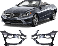 Set of 2 Front Bumper Cover Support Bracket Plastic Left Driver & Right Passenger Side Direct Replacement Compatible with 2014-2017 Mercedes Benz E-Class MB1043115 MB1042115