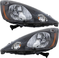 Set Of 2 Front Head Light Left Driver & Right Passenger Side Direct Replacement Compatible With 2009-2014 Honda Fit HO2503138 HO2502138 33100TK6A01 33150TK6A01