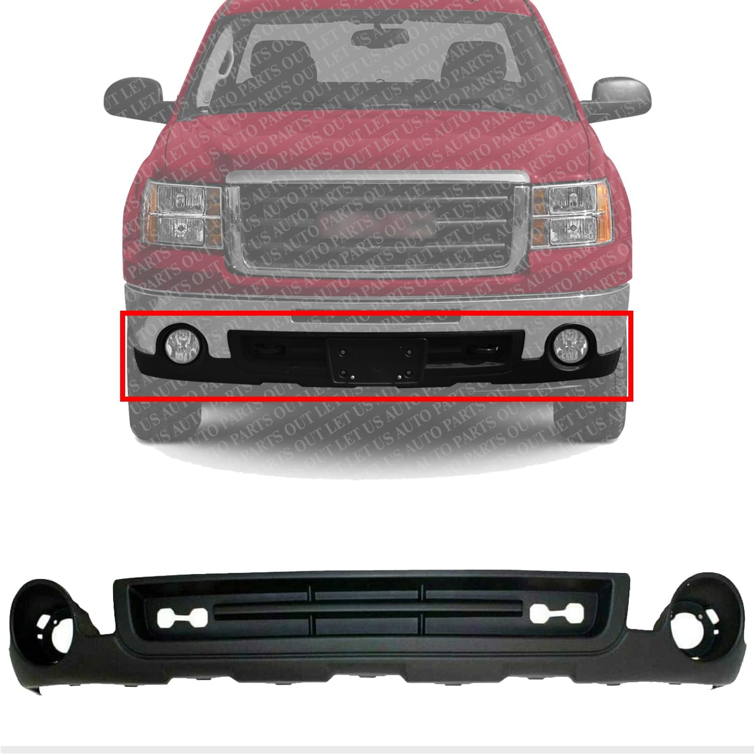 Front Bumper Lower Valance Air Deflector Textured Direct Replacement Compatible With 2007-2013 GMC Sierra 1500 GM1015100 15131299