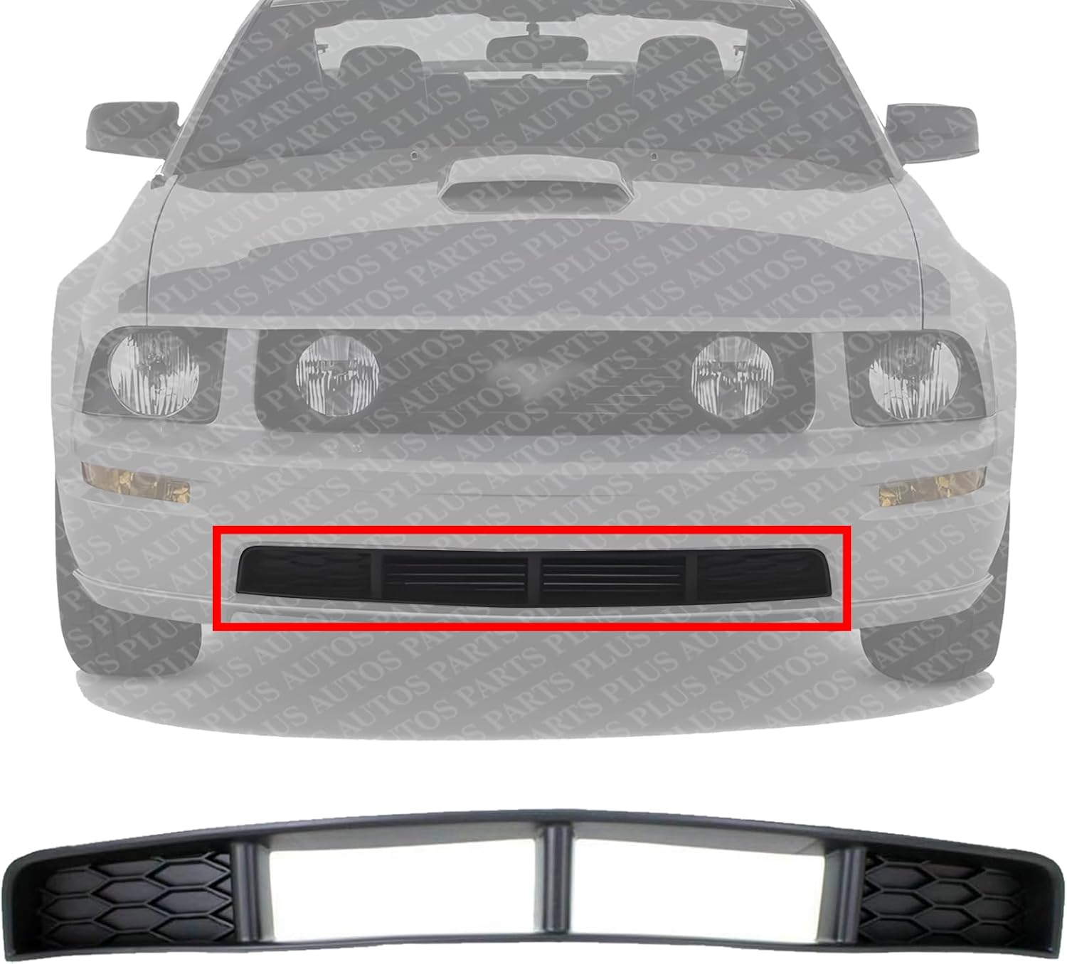 Front Bumper Grille Textured Plastic Direct Replacement Compatible With 2005-2009 Ford Mustang FO1036114 7R3Z17K945BA