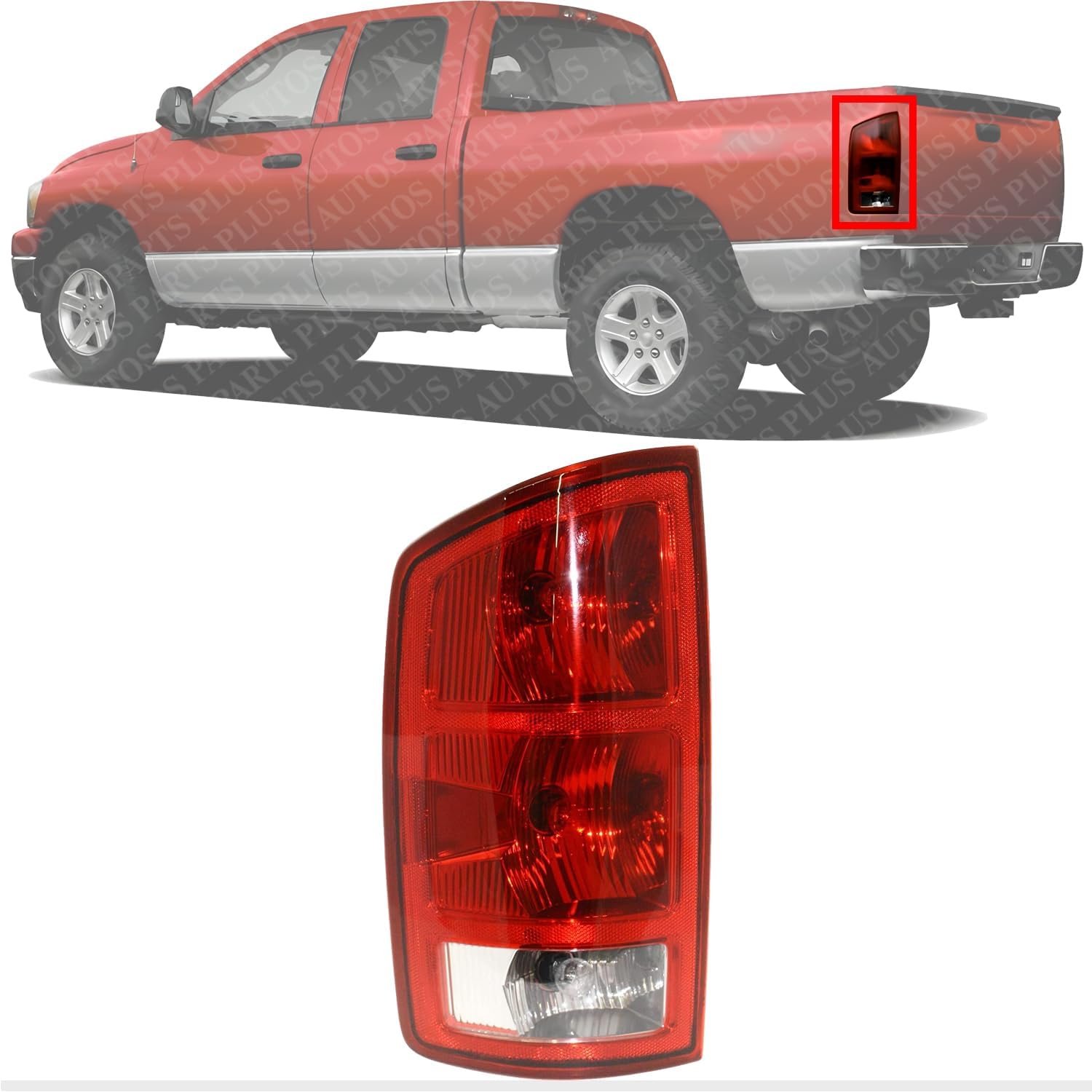 Tail Light Assembly Left Driver Side Direct Replacement Compatible With 2002-2006 Dodge Ram 1500 2500 3500 55077347AF-PFM
