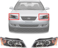 Set Of 2 Front Head Light Assembly Right Passenger & Left Driver Side Direct Replacement Compatible With 2006-2008 Hyundai Sonata HY2502135 HY2503135 921010A000 921020A000