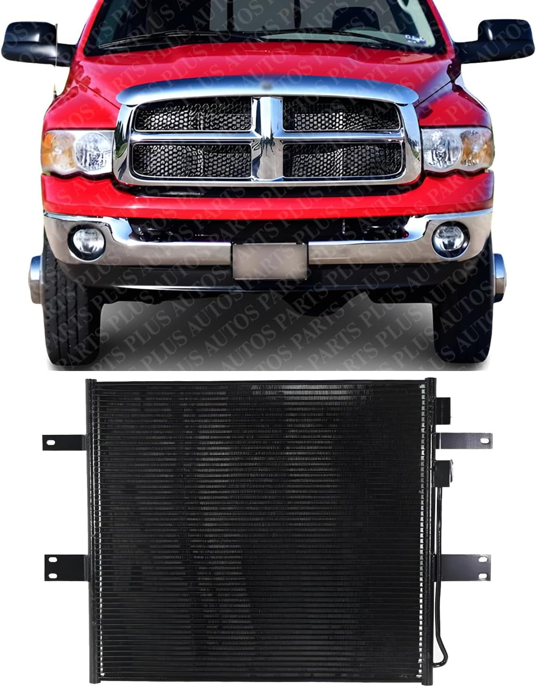 Front A/C Condenser Aluminum Core Direct Replacement Compatible With 2003-2009 Dodge Ram 2500 3500 CH3030215 CH3030236 55053012AB 68240781AA