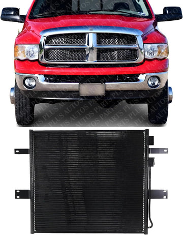 Front A/C Condenser Aluminum Core Direct Replacement Compatible With 2003-2009 Dodge Ram 2500 3500 CH3030215 CH3030236 55053012AB 68240781AA