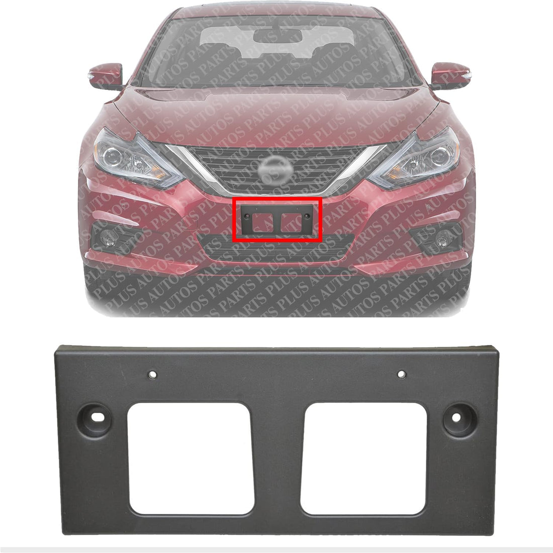 Front License Plate Bracket Textured Direct Replacement Compatible with 2016-2018 Nissan Altima NI1068130 962109HS0A