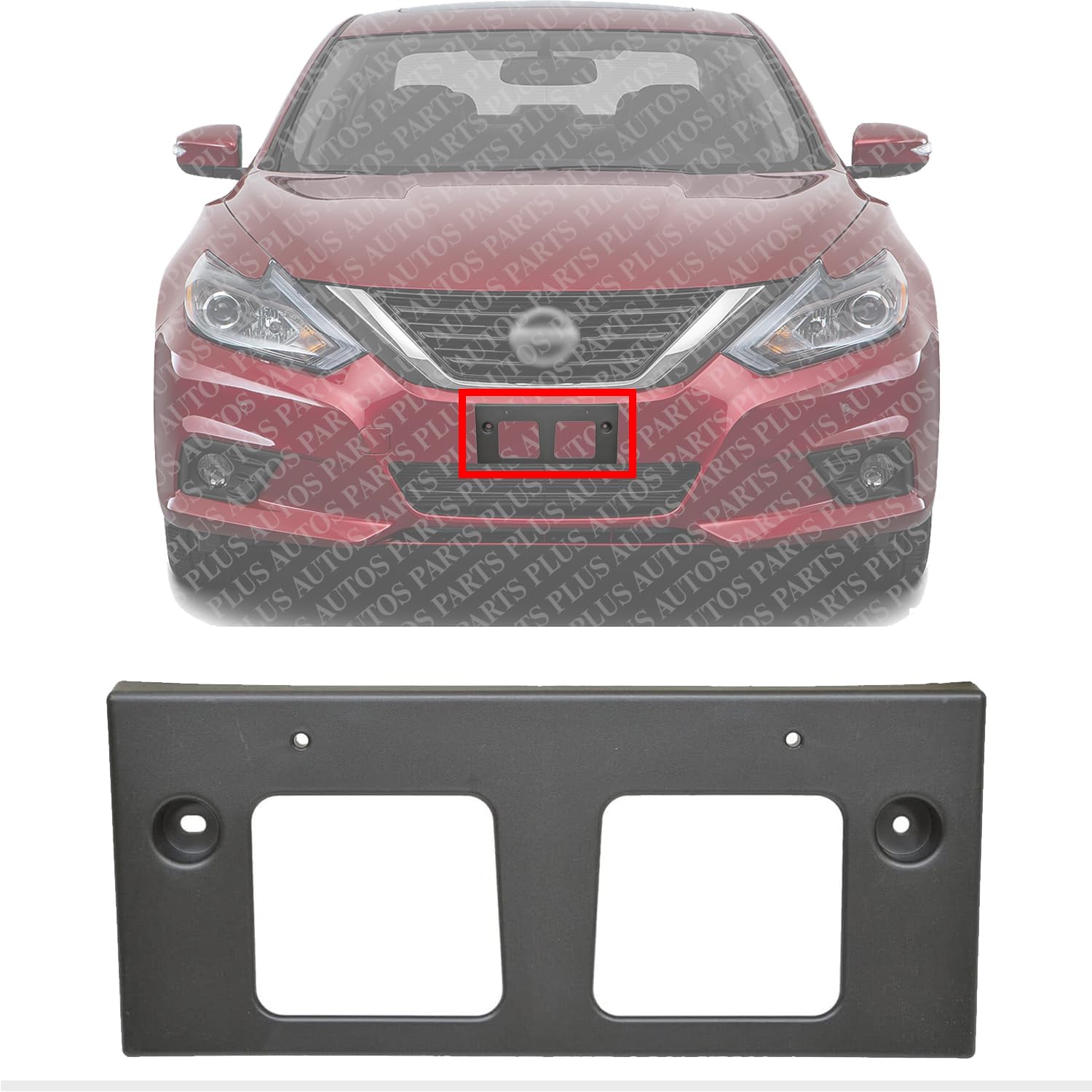 Front License Plate Bracket Textured Direct Replacement Compatible with 2016-2018 Nissan Altima NI1068130 962109HS0A