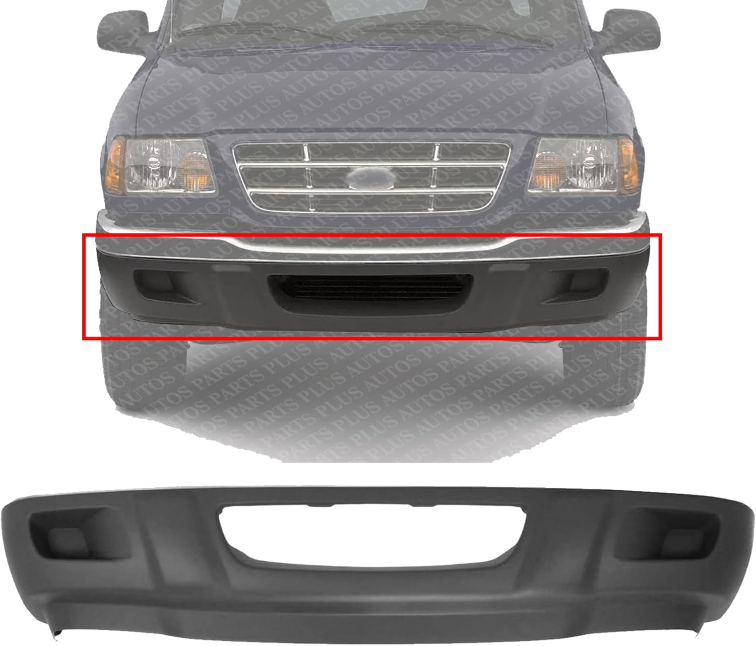 Front Bumper Lower Valance Panel Primed Without Fog Light Holes Direct Replacement Compatible With 2001-2003 Ford Ranger FO1095193 3L5Z17626HAA