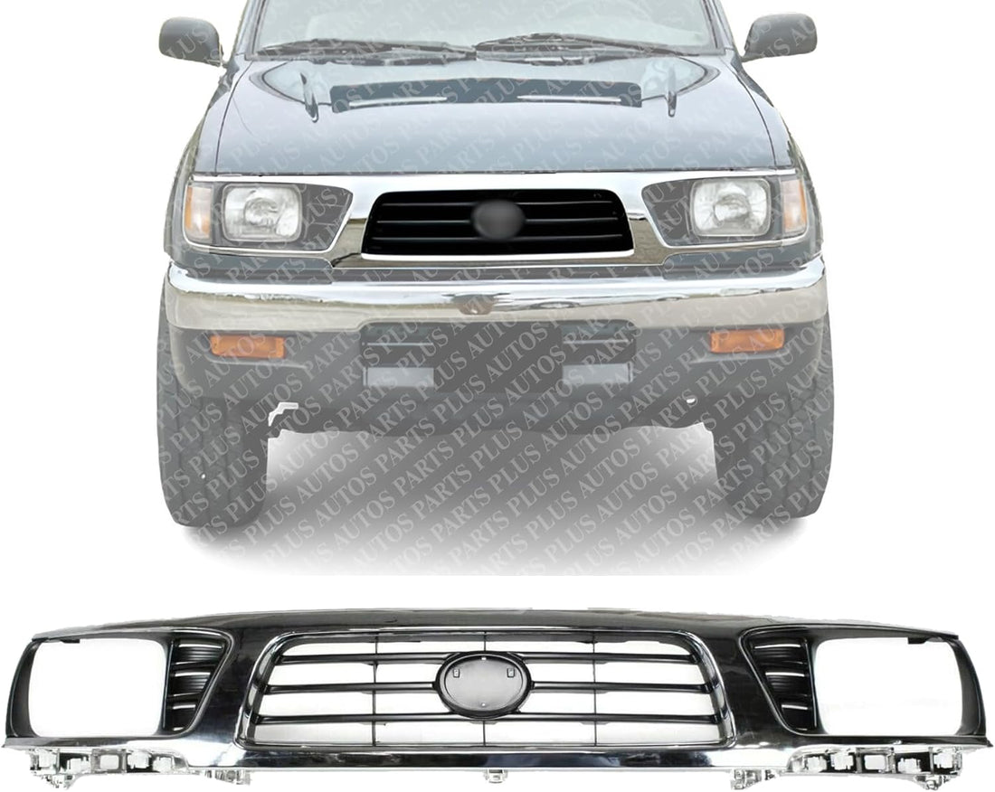 Front Grille Chrome Shell/Painted Black Insert Direct Replacement Compatible With 1995-1997 Toyota Tacoma TO1200197 5310035340