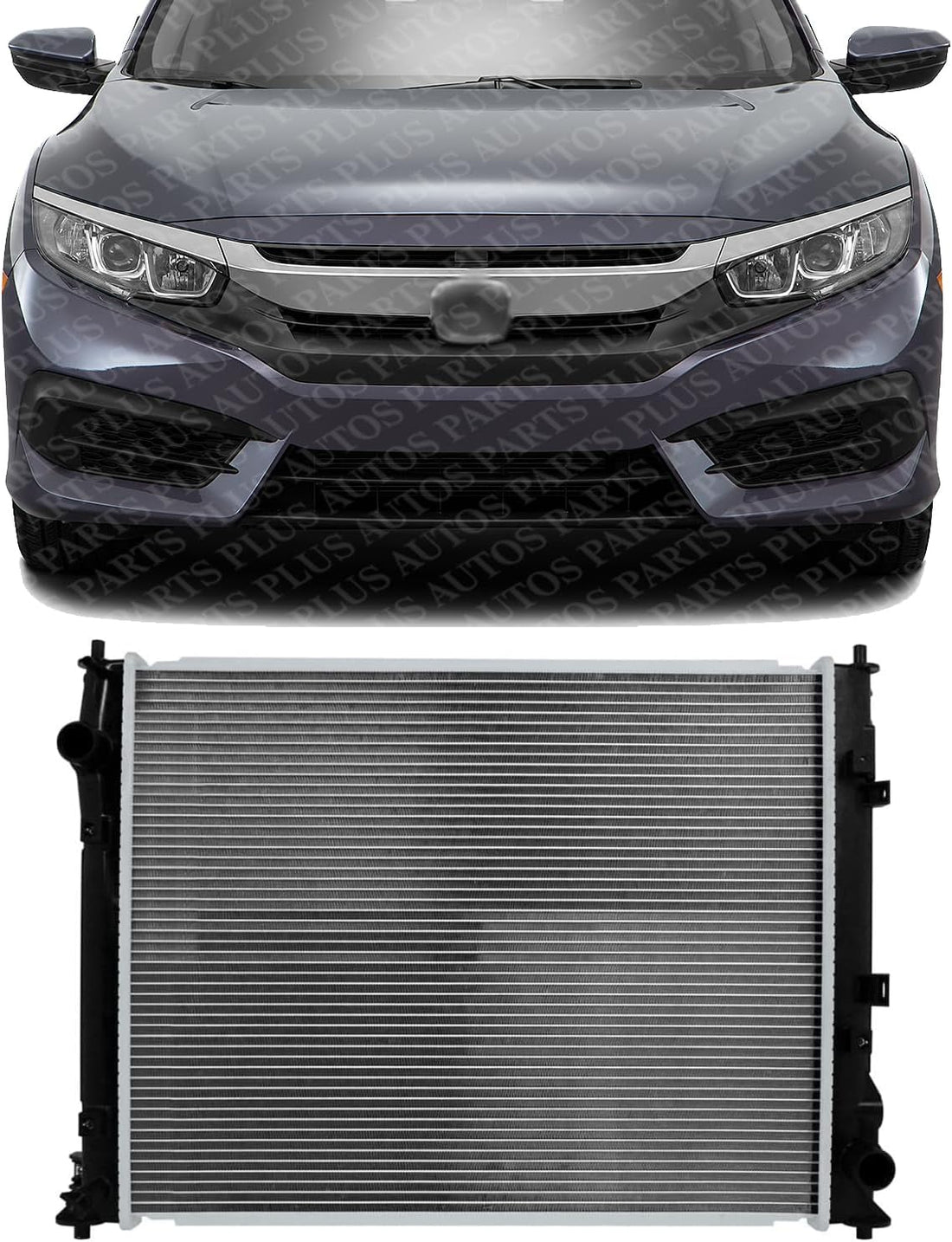 Front Radiators Aluminum Core Direct Replacement Compatible With 2016-2021 Honda Civic HO3010240 190105BAA01