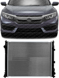 Front Radiators Aluminum Core Direct Replacement Compatible With 2016-2021 Honda Civic HO3010240 190105BAA01