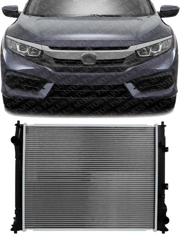 Front Radiators Aluminum Core Direct Replacement Compatible With 2016-2021 Honda Civic HO3010240 190105BAA01