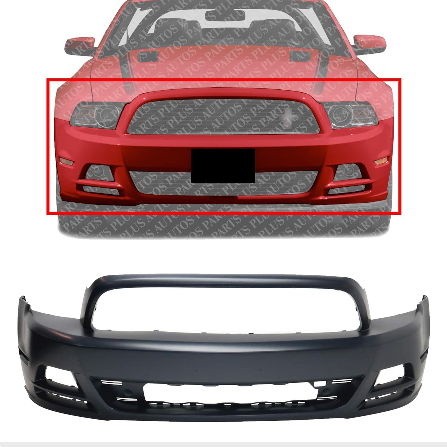 Front Bumper Cover Primed Direct Replacement Compatible With 2013-2014 Ford Mustang FO1000670 DR3Z17D957ABPTM
