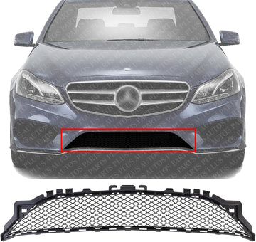 Front Bumper Center Grille Primed Plastic Direct Replacement Compatible With 2014-2017 Mercedes Benz E-Class MB1036150 2078850224