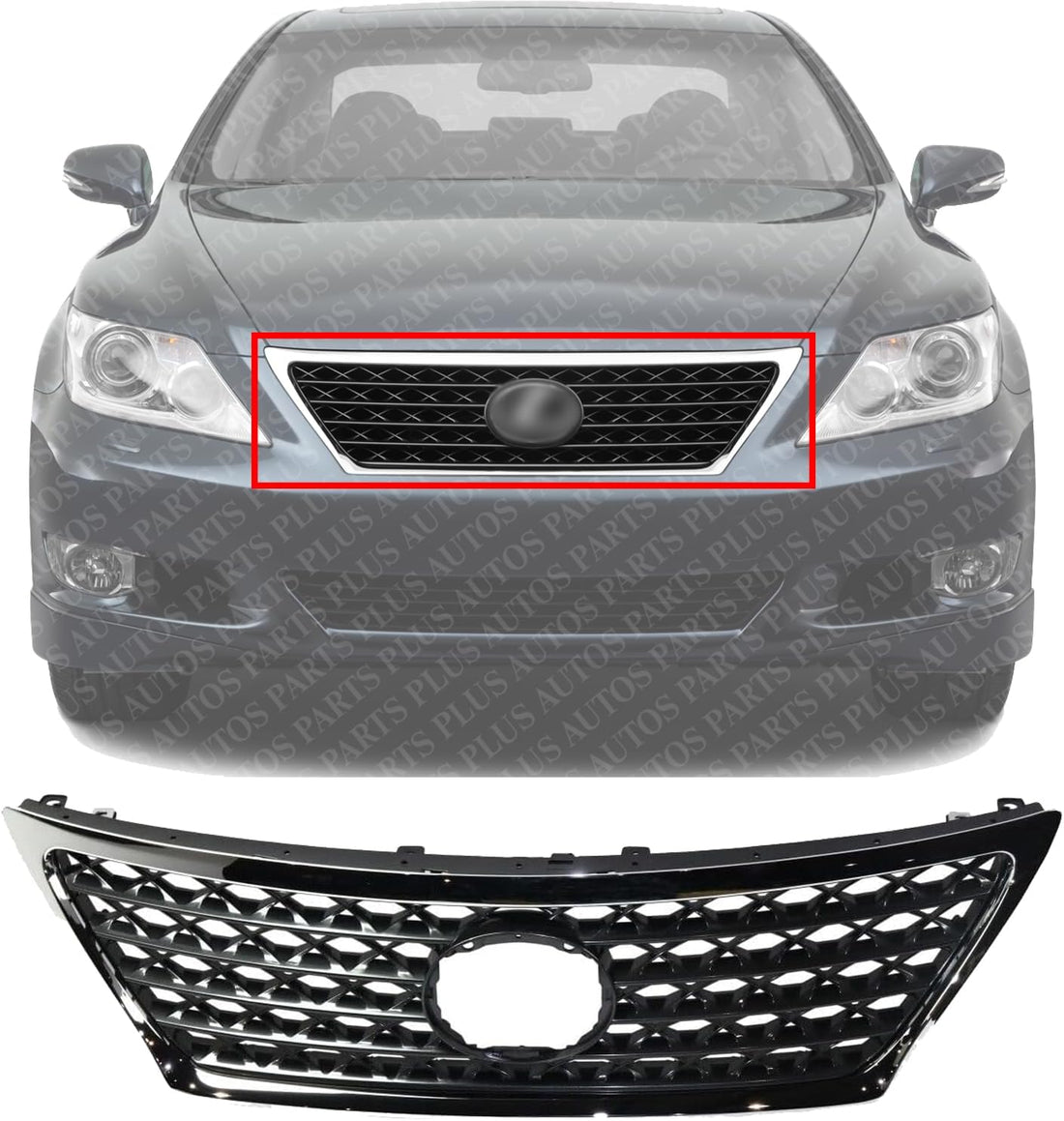 Front Grille Chrome Shell And Painted Gray Insert Plastic Direct Replacement Compatible With 2010-2012 Lexus LS460 LX1200176 5310050903