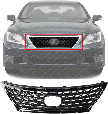 Front Grille Chrome Shell And Painted Gray Insert Plastic Direct Replacement Compatible With 2010-2012 Lexus LS460 LX1200176 5310050903