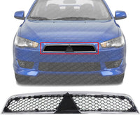 Front Grille Assembly Chrome Shell With Primed Insert Plastic Direct Replacement Compatible With 2008-2015 Mitsubishi Lancer MI1200255 7450A093