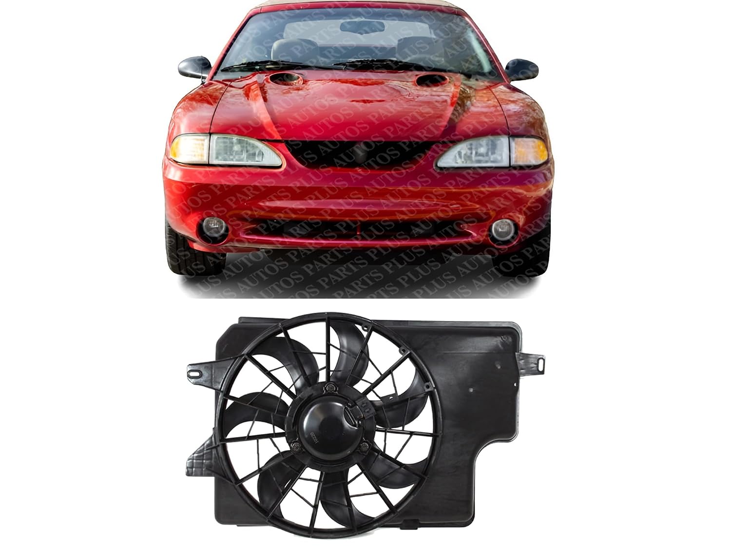 Front Radiator Cooling Fan Shroud Assembly Direct Replacement Compatible with 1994-1996 Ford Mustang FO3115129 F5ZZ8C607B