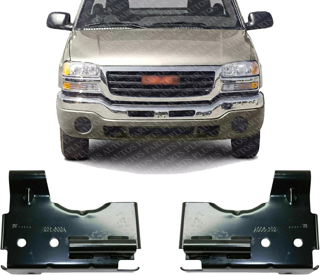 Set of 2 Front Bumper Bracket Impact Bar Brace Left Driver And Right Passenger Side Direct Replacement Compatible With 2003-2006 GMC Sierra 1500 2500HD 3500 GM1066164 GM1067164